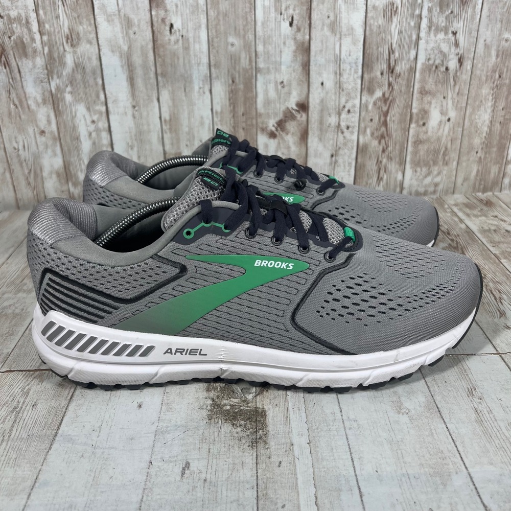 Brooks Ariel 20 Womens Grey Green Running Shoes 1203152E076 Extra Wide 2E Sz 13